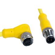 M12 Cord, 3-Position Male Straight-Female Right Angle, 18AWG, 10FT 