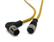 M12 Shielded Cable, 8-Position, Male Right Angle to Female Straight, Shielded PVC, 24 AWG, 10M