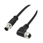L-Code, M12 Cordset, 4-Position Male Straight to Female Right Angle, 16 AWG