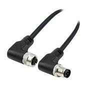 L-Code, M12 Cordset, 4-Position Male Right Angle to Female Right Angle, 16 AWG