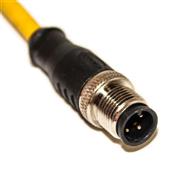 UL® Listed, M12 Cordset, 3-Position Male Straight to Open End, 22 AWG