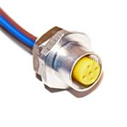 M12 Receptacle, 3-Position Female Straight to Open End, 18 AWG,